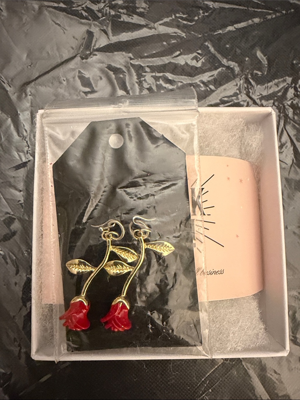Gold-Tone Red Rose Drop Earrings - Women Jewelry
